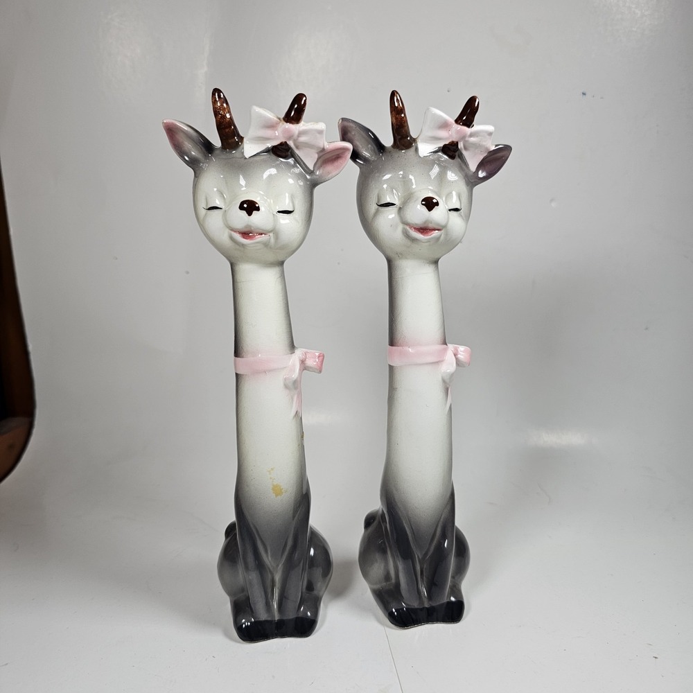 Napco 1956 Reindeer Ceramic Salt & Pepper Shakers A1879 w/ Original Box